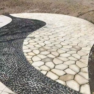 宁波 黄金麻冰裂纹地铺石工地铺装案例