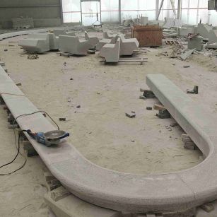 宁波 芝麻白花岗岩弧形花坛石，坐凳石