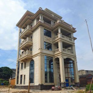 宁波 黄金麻花岗岩石材别墅外墙干挂搭配（雕花栏杆花瓶柱门楼罗马柱）