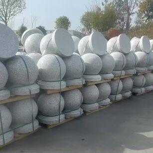 宁波 白麻花岗岩石材圆球，石球，挡车球，隔离球，景观石球，风水球等