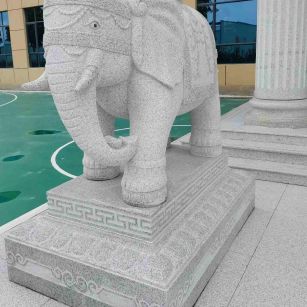 宁波 白麻花岗岩动物异形石雕-大象
