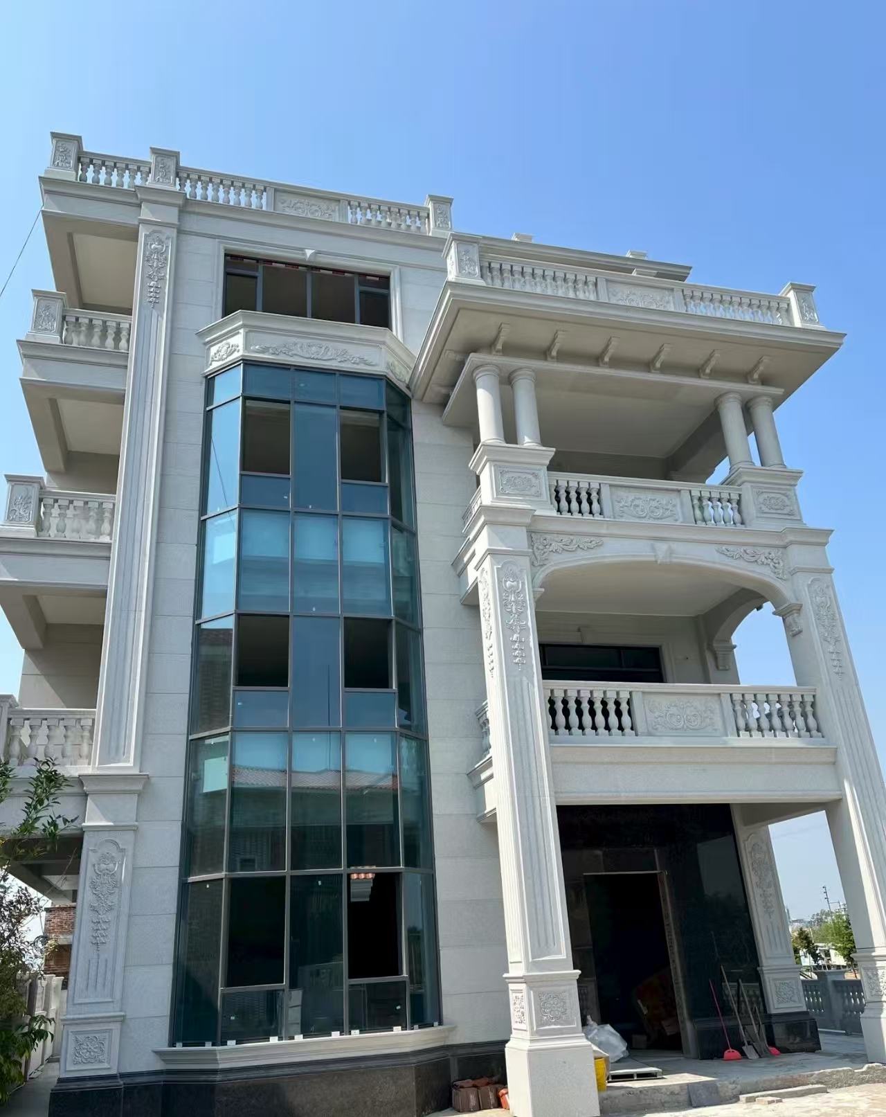 宁波 白麻花岗岩别墅外墙干挂效果展示