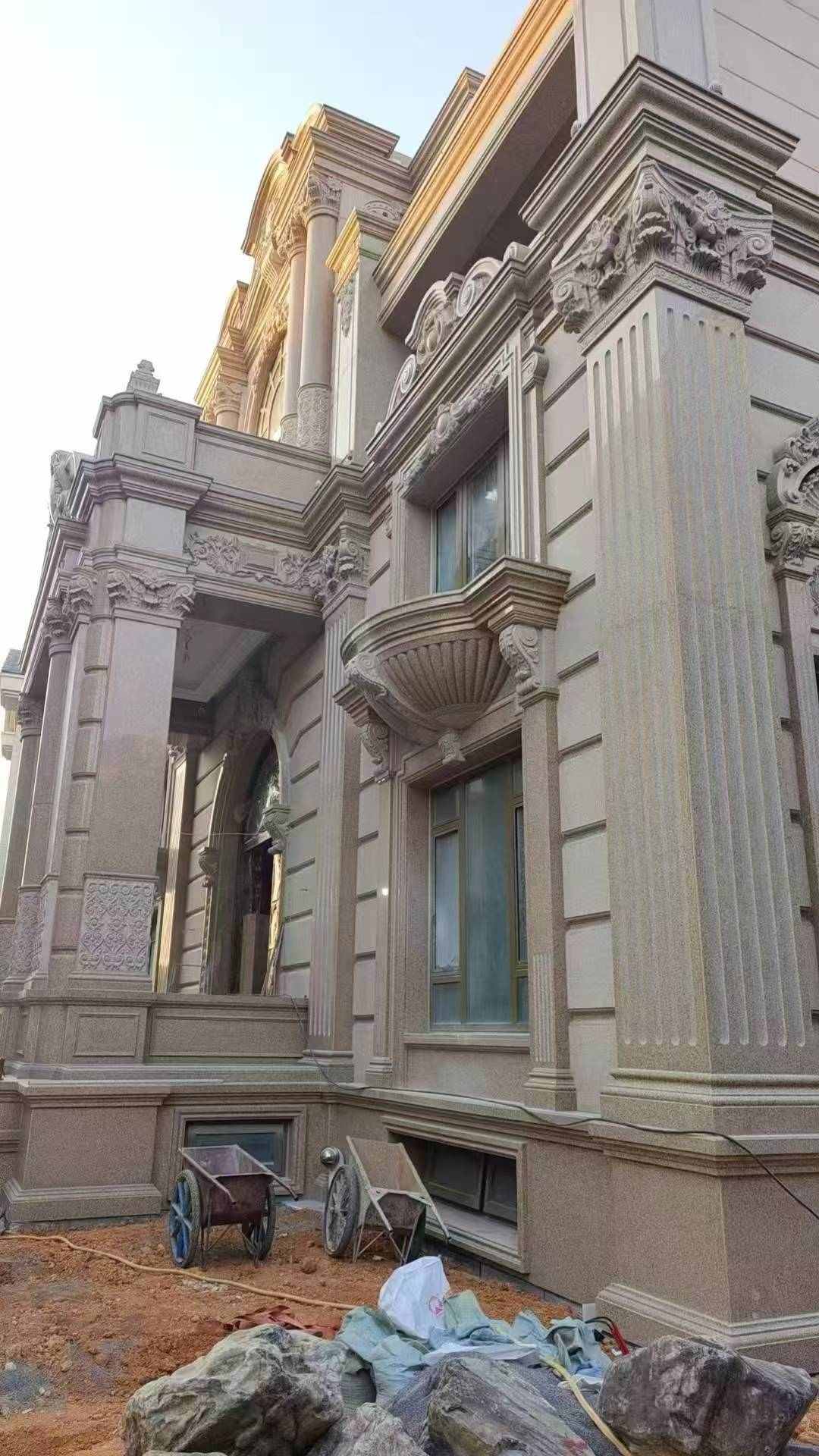 宁波 黄金麻花岗岩光面别墅外墙干挂施工完成