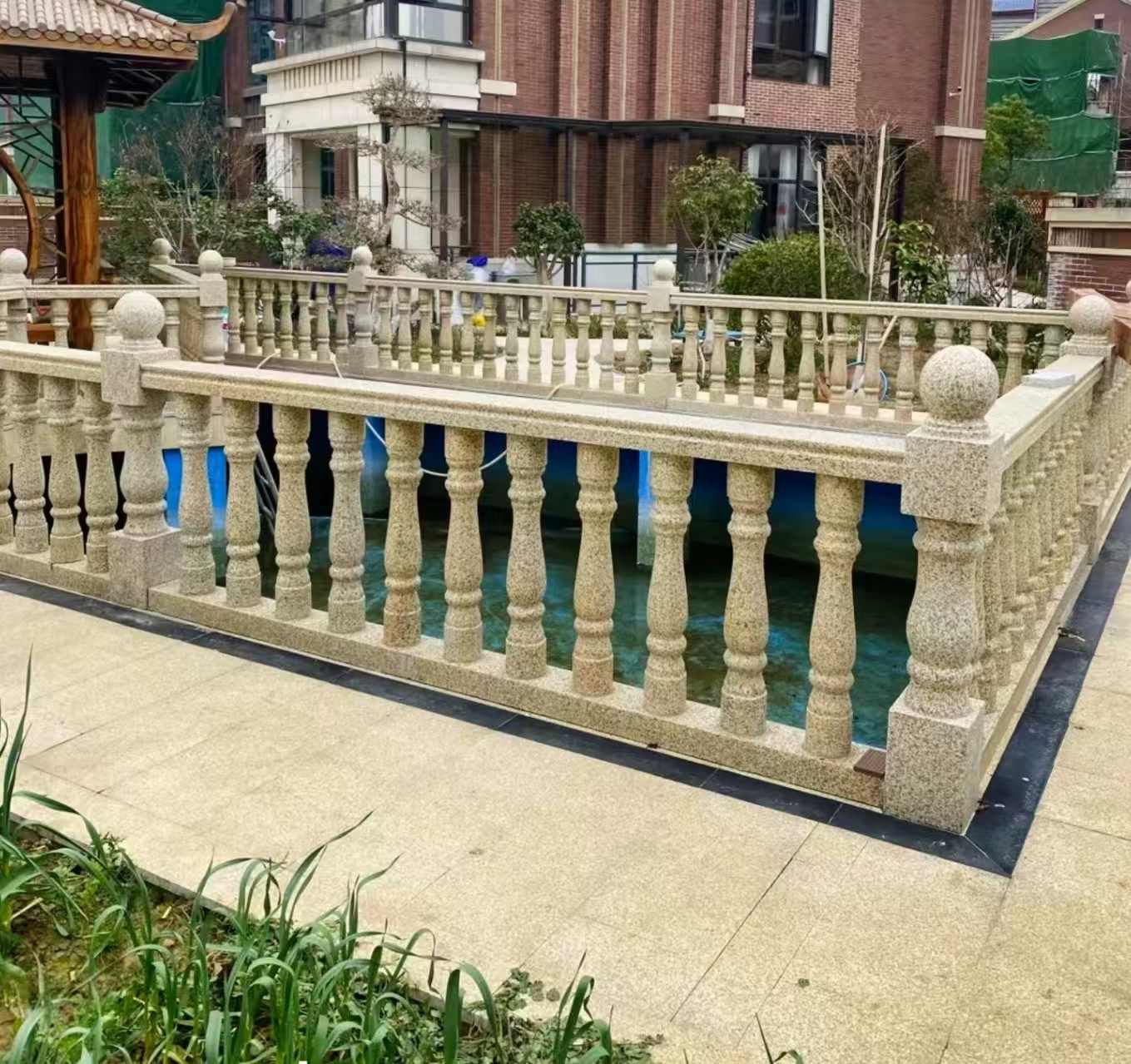 宁波黄金麻花岗岩石材栏杆，扶手，将军柱，花瓶柱