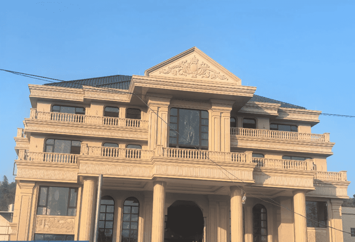 宁波黄金麻别墅外墙干挂石材效果示例